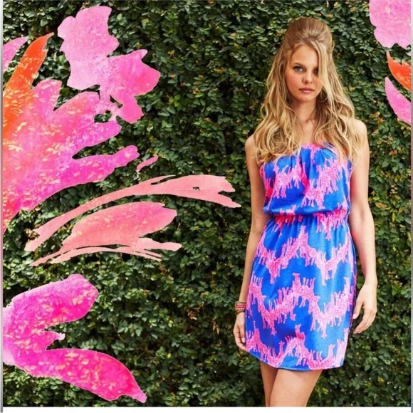 Lilly Pulitzer Strapless Windsor Dress XS Pink Purple - Picture 2 of 7